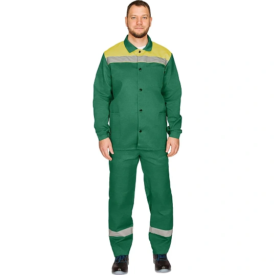 Костюм лет муж (куртка, пк) л16 с СОП зел/желт 128-132/182-188