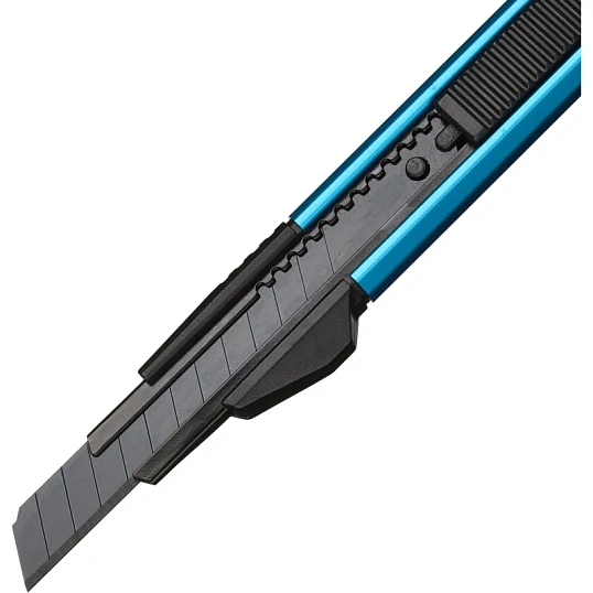 Нож универсальный TOPFORT 9мм с мет.направл.,алюм+ABS,лезв.воронение