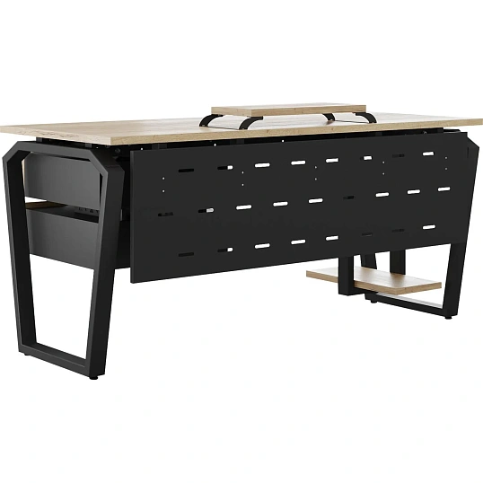 Стол офисный Kobor TB-100/60 1000x600x750 Черный муар/Дуб натуральный