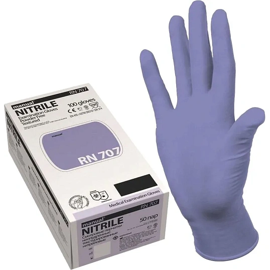 Перчатки мед.смотров. нитрил., нестер, MANUAL RN 707 (XL) 50пар