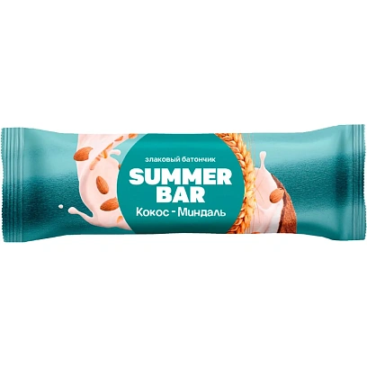 Батончик Summer Bar злаковый с кокосом и миндалем, 30гx16шт/уп