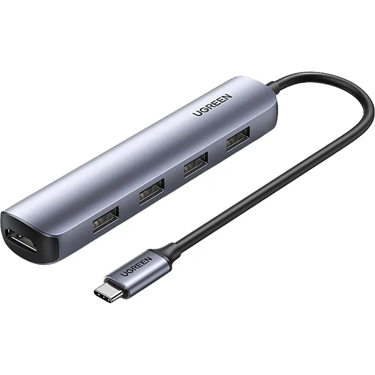 Разветвитель USB Ugreen CM417 (20197) USB-C to 4xUSB 3.0+HDMI, серый
