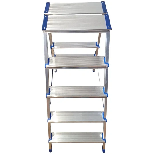 Стремянка двухсторонняя алюм широкая площадка 5ст TARKO 14205е