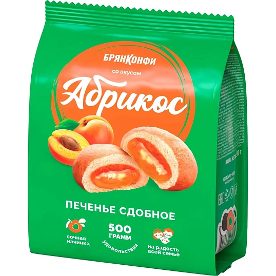 Печенье сдобное Брянконфи с абрикосовой начинкой, 500г