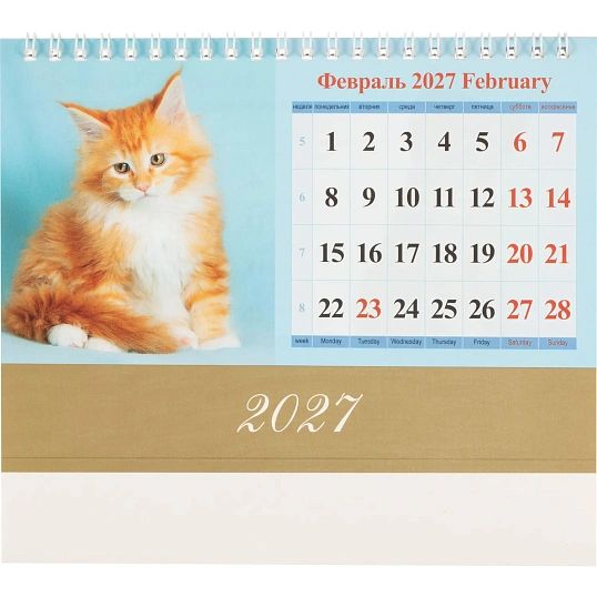 Календарь-домик настольный 2027 Котята 1спир 200х140  0927007