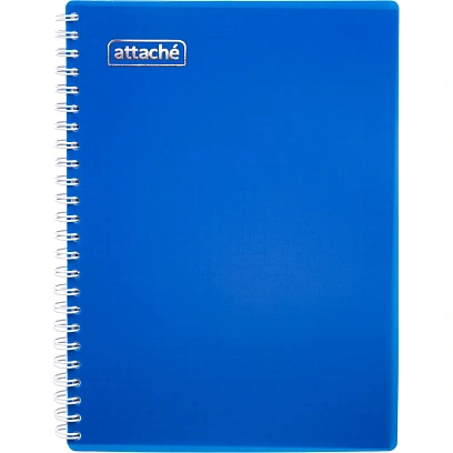 Бизнес-тетрадь А5-,96л,гребень,обл.пластик,клетка, Attache Plastic, синий