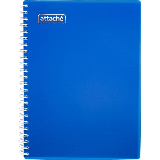Бизнес-тетрадь А5-,96л,гребень,обл.пластик,клетка, Attache Plastic, синий