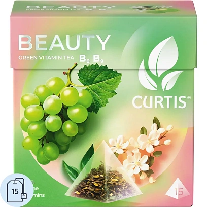Чай Curtis Beauty зеленый, аромат, средний лист, 15 пирамидок