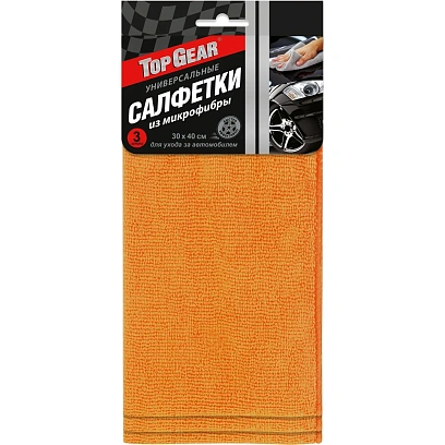 Салфетка автомобильная из микрофибры Top Gear 30х40 80x20 №3 уп/3шт, 72741