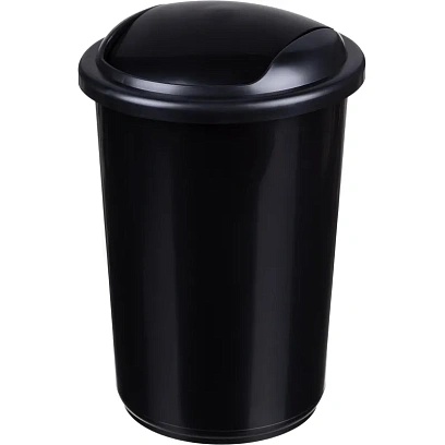 Ведро мусорное 12л пластик, черный металлик с крышкой-вертушкой