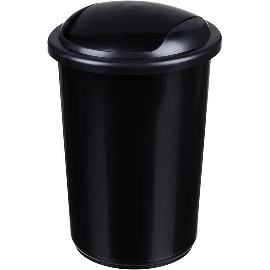 Ведро мусорное 12л пластик, черный металлик с крышкой-вертушкой