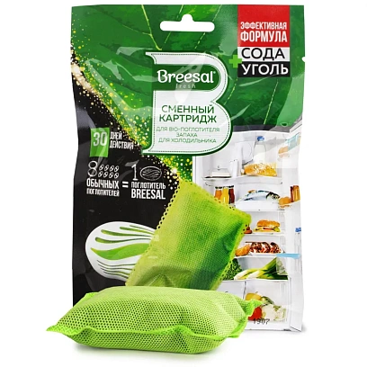 Дезодоратор Поглотитель запаха Breesal для холодильника 80г сменный блок