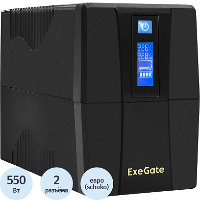 ИБП ExeGate Power Smart ULB-1000.LCD.AVR.2SH.RJ.USB (EX292792RUS)