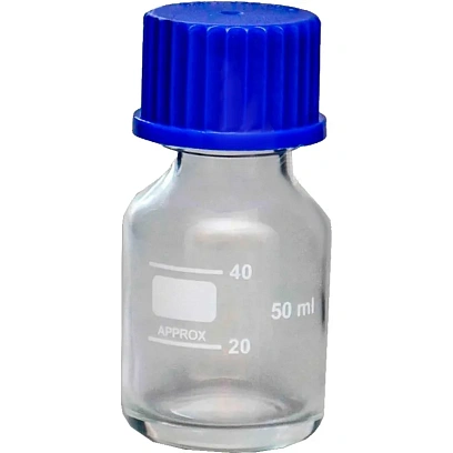 Банка 50мл с делениями, с навинчив. крышкой, св. стекло, 10 шт/уп, 10006811