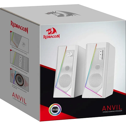 Акустическая система Redragon Anvil (71775) белый,5 Вт,RGB,USB+3.5мм