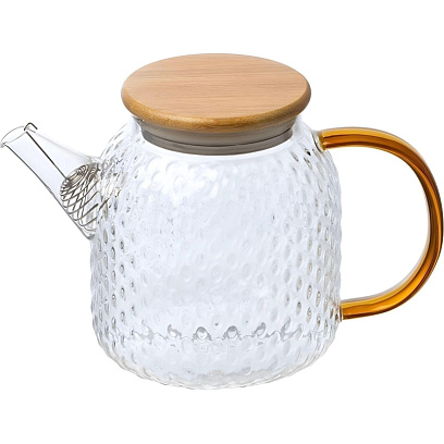Чайник заварочный AROMA, объем 1л,из боросилик стекла,с крышк бамбук,105040