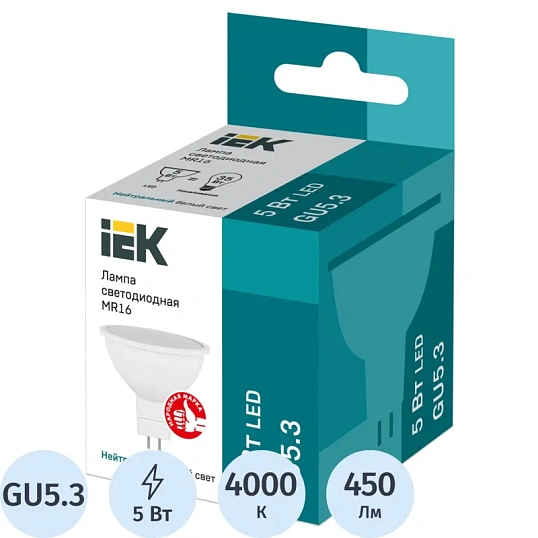 Лампа светодиодная IEK ECO MR16 LLE-MR16-5-230-40-GU5 5Вт 4000К GU5.3