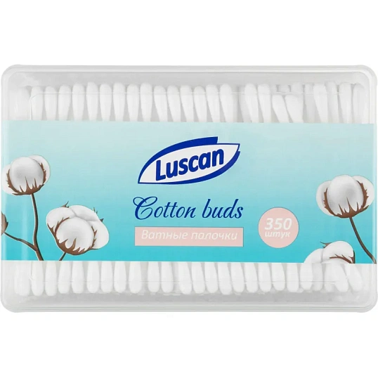 Палочки ватные Luscan   пластик. моноблок 350шт/уп