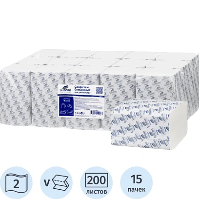 Салфетки бумажные Luscan Professional N4 2сл 200л 15пач/уп