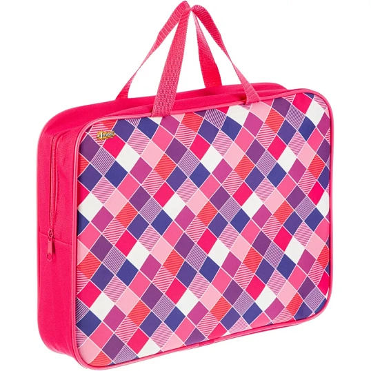 Папка для тетрадей  Клетка розов.А4,на молн.с ручками,75мм,ПМД-4-20