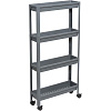 Этажерка М_VIKEA узкая 4-х ярусная на колесах, серый