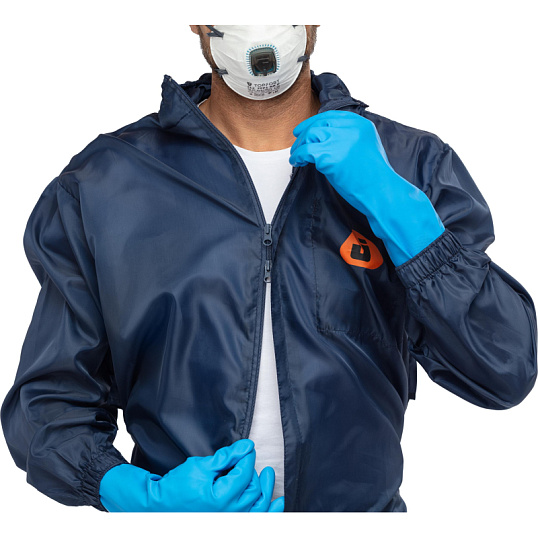 Комбинезон многоразовый защитный с капюшоном JetaSafety JPC75b синий р.М