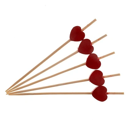 Пика Сердечко Красное 12 см БАМБУК 100 шт/уп