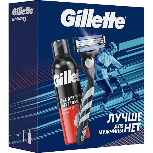 Подарочный набор бритва 1смен кас+GILLETTE Пена д/бритья Regular200мл