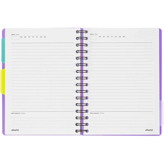Ежедневник недатированный Bright Colours на спирали, А5, 272 стр, СИРЕНЕВЫЙ