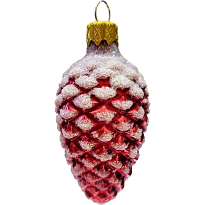 Игрушка НГ елочн Шишка в снегу, красн,в подар.кор.,h9см НГ,ФУ-2-90/11 кр.гл