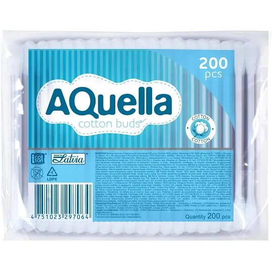 Палочки ватные AQUELLA КК/48 п/э 200шт/уп