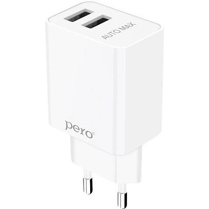 Зарядное устройство сетевое PERO TC02 2USB 2.1A белый