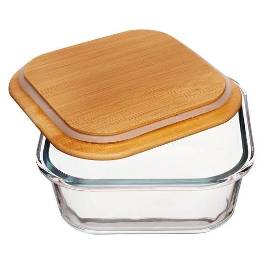 Контейнер стекл квадр 800мл бамб/кр Studio TM Appetite