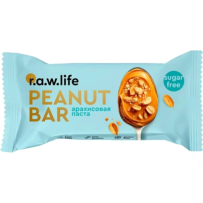 Батончик протеиновый R.A.W.life Арахисовая паста, 35гx12шт/уп