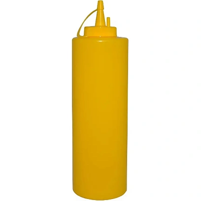 Емкость для соуса  375 мл. d=55 мм. h=215 мм. с крышкой желтая MGprof