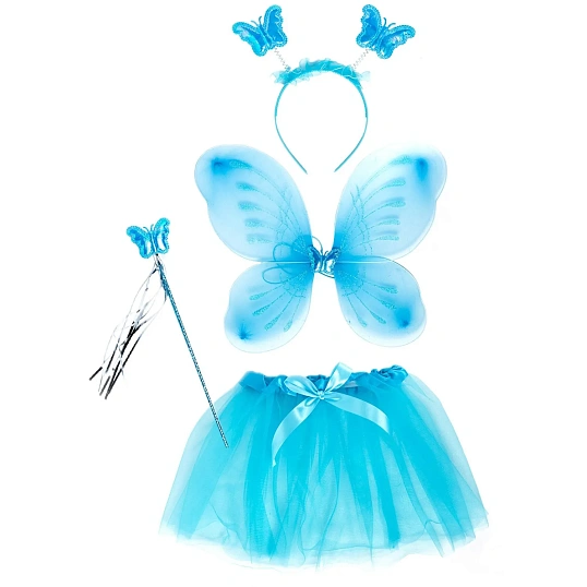Набор маскарадный крылья,украшен на голову,волш. палочка,юбка ГОЛУБОЙ 86553