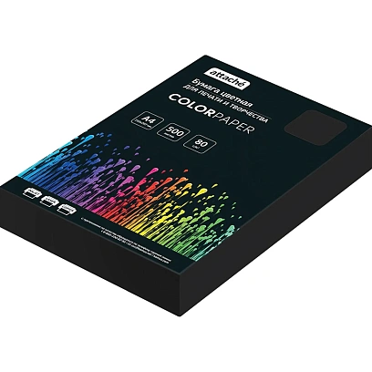 Бумага цветная Attache (черный интенсив), 80г, А4, 500 л