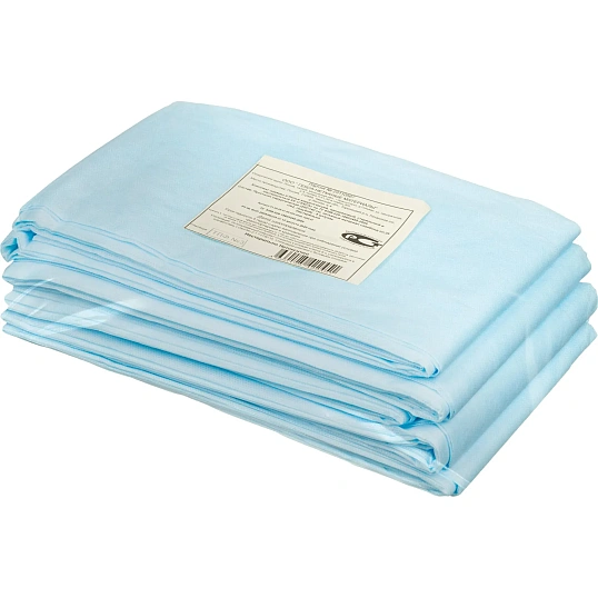 Простыня н/с 140х200см спанбонд пл.25 голубая 5шт/уп  Гекса