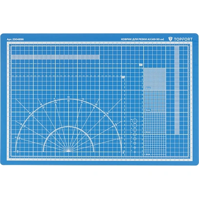 Коврик для резки Topfort 5ти-слойный А3 (45х30см), 2х-сторонний, синий
