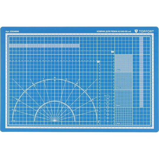 Коврик для резки Topfort 5ти-слойный А3 (45х30см), 2х-сторонний, синий