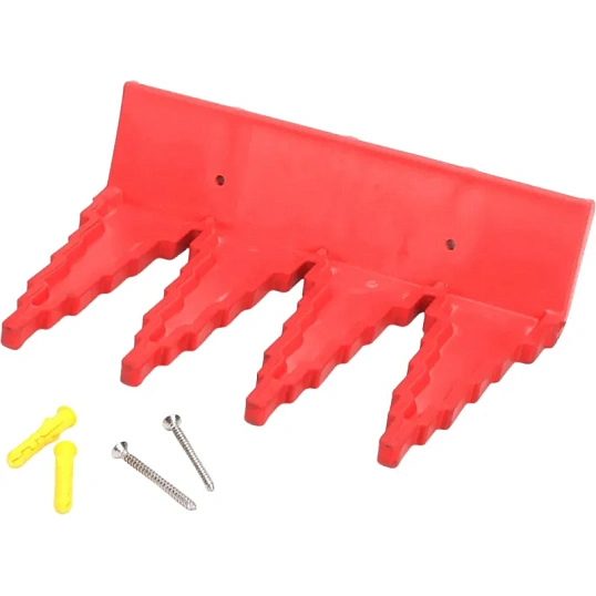 Крепление настенное для инвентаря красное 4 крючка 235x60 мм (91104)_KFC