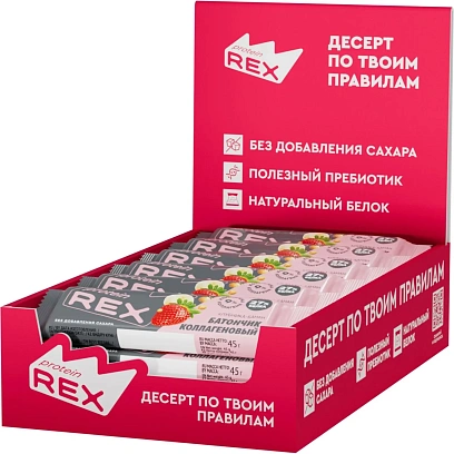 Батончик ProteinRex глазированный клубника-банан, 45гx18шт/уп