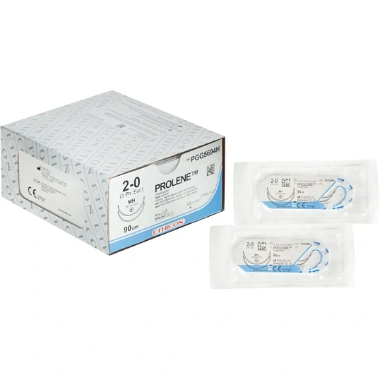 Шовный материал ПРОЛЕН 2/0, 90см, син, кол.36 ммх2, 1/2, PGG5694H, 36шт/уп