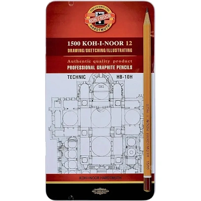 Набор карандашей чернгр KOH-I-NOOR TECHNIC HB-10H 12шт мет.к.1502012007PLRU