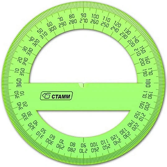 Транспортир 10 см 360  градусов, NEON Cristal, цвет ассорти ТР41