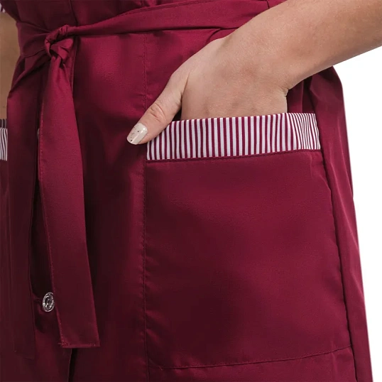 Халат для горничных и уборщиц у01-ХЛ дл.рукав бордо(р.52-54) 158-164