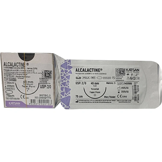Шовный материал ALCALACTINE 2/0 45 1/2 TAPER POINT кол. 75 уп/12 шт