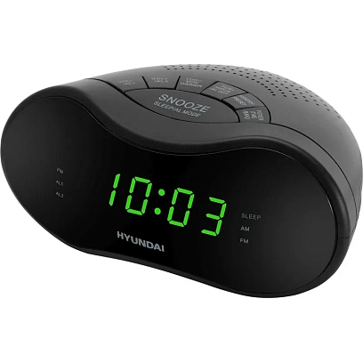 Радиобудильник Hyundai H-RCL200 черный LED подсв:зеленая часы:цифр AM/FM