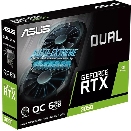 Видеокарта ASUS RTX3050 DUAL OC 6GB DVI DP HDMI(DUAL-RTX3050-O6G)