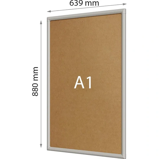 Рамка А1 Attache пласт.клик-профиль, углы прямоугольные, цвет серый